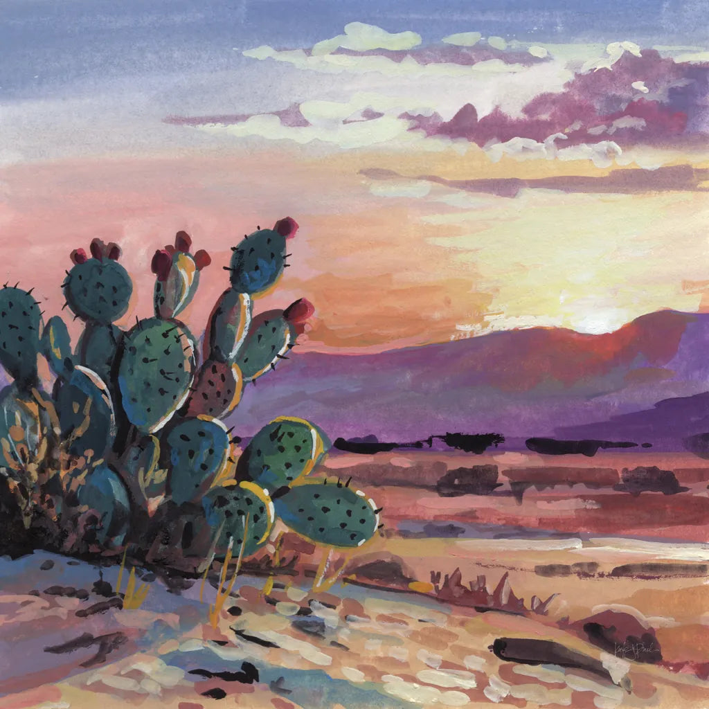 Cacti Sunset by Kate Jarvik Birch. SKU 99773a. Archival Giclee Fine art print for wall decor.