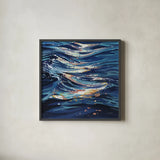 Calm Ocean Water by Kate Jarvik Birch. Shown in a sleek black glass frame for a contemporary gallery look. Available as an archival giclee rolled canvas, fine art paper, or poster print. SKU 101993a.