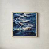 Calm Ocean Water by Kate Jarvik Birch. Shown in a natural wood glass frame for a timeless modern aesthetic. Available as an archival giclee rolled canvas, fine art paper, or poster print. SKU 101993a.