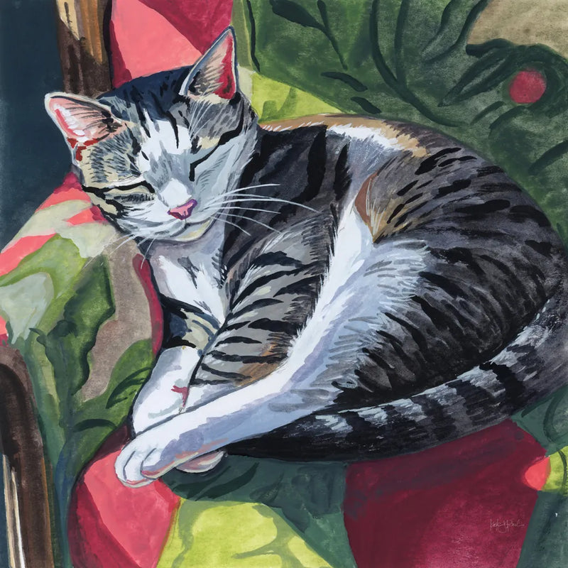 Cat Nap in Sunshine by Kate Jarvik Birch. SKU 98556a. Archival Giclee Fine art print for wall decor.