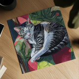 Cat Nap in Sunshine by Kate Jarvik Birch. Shown as a detailed flat fine art print, highlighting archival giclee quality. Available as an archival giclee rolled canvas, fine art paper, or poster print. SKU 98556a.