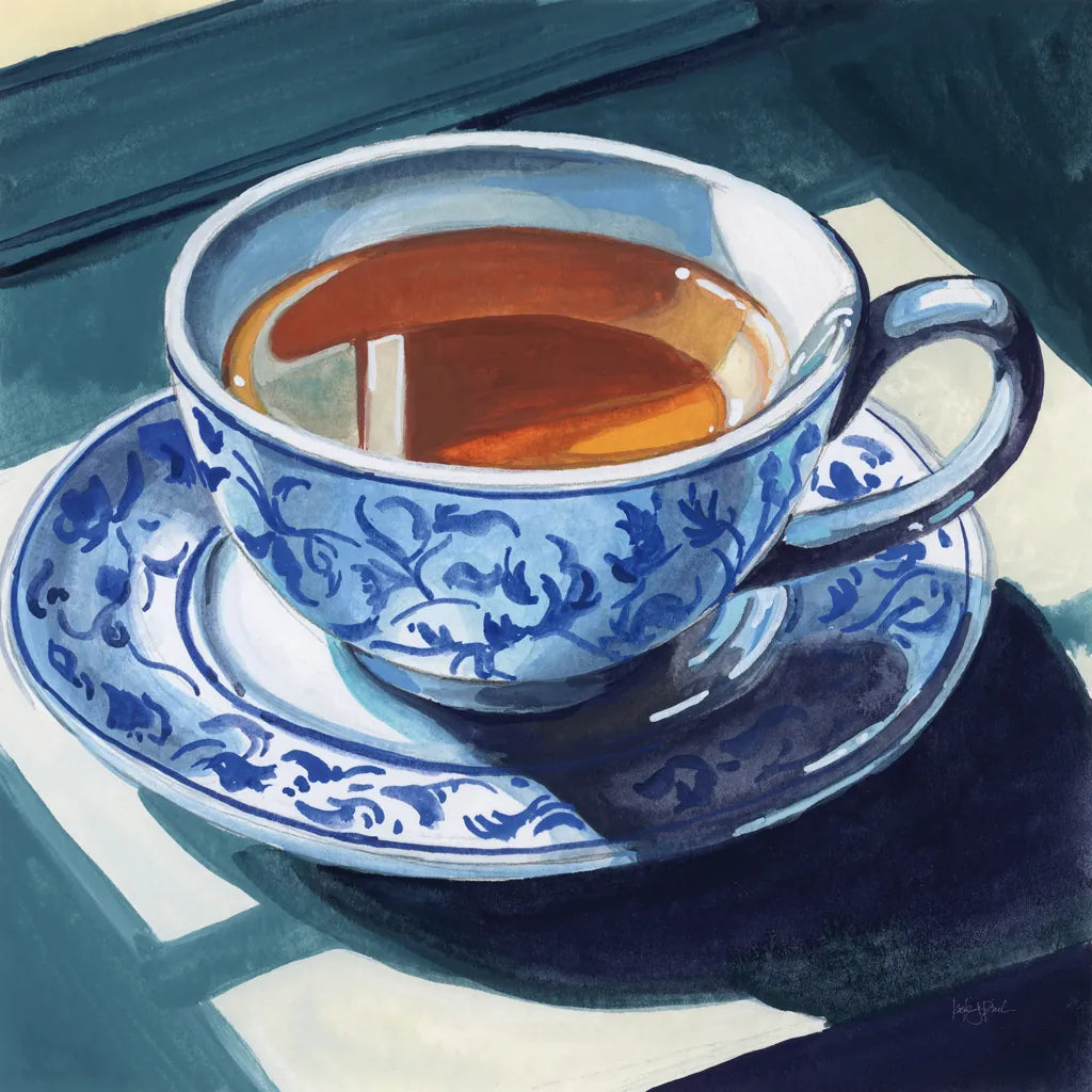 Chinoiserie Tea Time by Kate Jarvik Birch. SKU 98558a. Archival Giclee Fine art print for wall decor.