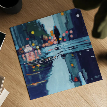 City Puddles After Storm by Kate Jarvik Birch. Shown as a detailed flat fine art print, highlighting archival giclee quality. Available as an archival giclee rolled canvas, fine art paper, or poster print. SKU 98635a.