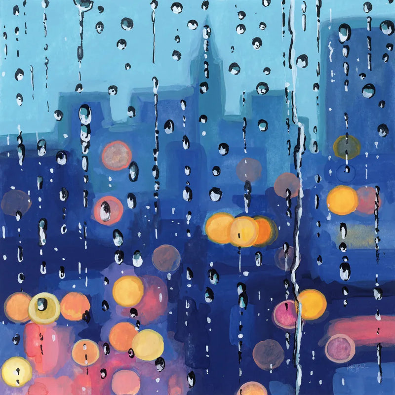 City Rain on Window by Kate Jarvik Birch. SKU 98599a. Archival Giclee Fine art print for wall decor.