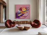 Clear Cup of Tea With Lemon by Kate Jarvik Birch. Shown as extra-large giant wall art in a modern living room. Available as an archival giclee rolled canvas, fine art paper, or poster print. SKU 98593a.