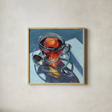 Clear Teacup Morning Light by Kate Jarvik Birch. Shown in a natural wood glass frame for a timeless modern aesthetic. Available as an archival giclee rolled canvas, fine art paper, or poster print. SKU 102968a.