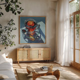 Clear Teacup Morning Light by Kate Jarvik Birch. Shown in a natural wood frame in a cozy modern living room. Available as an archival giclee rolled canvas, fine art paper, or poster print. SKU 102968a.