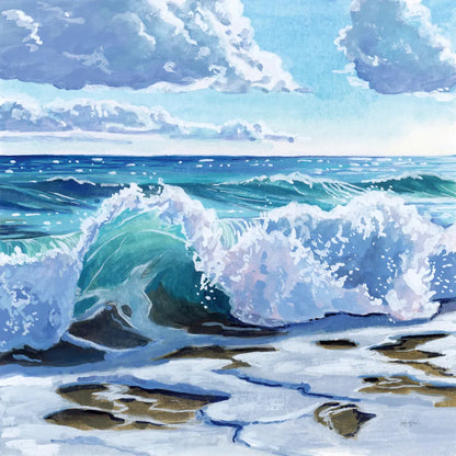 Curling Wave on Shore by Kate Jarvik Birch. SKU 98565a. Archival Giclee Fine art print for wall decor.