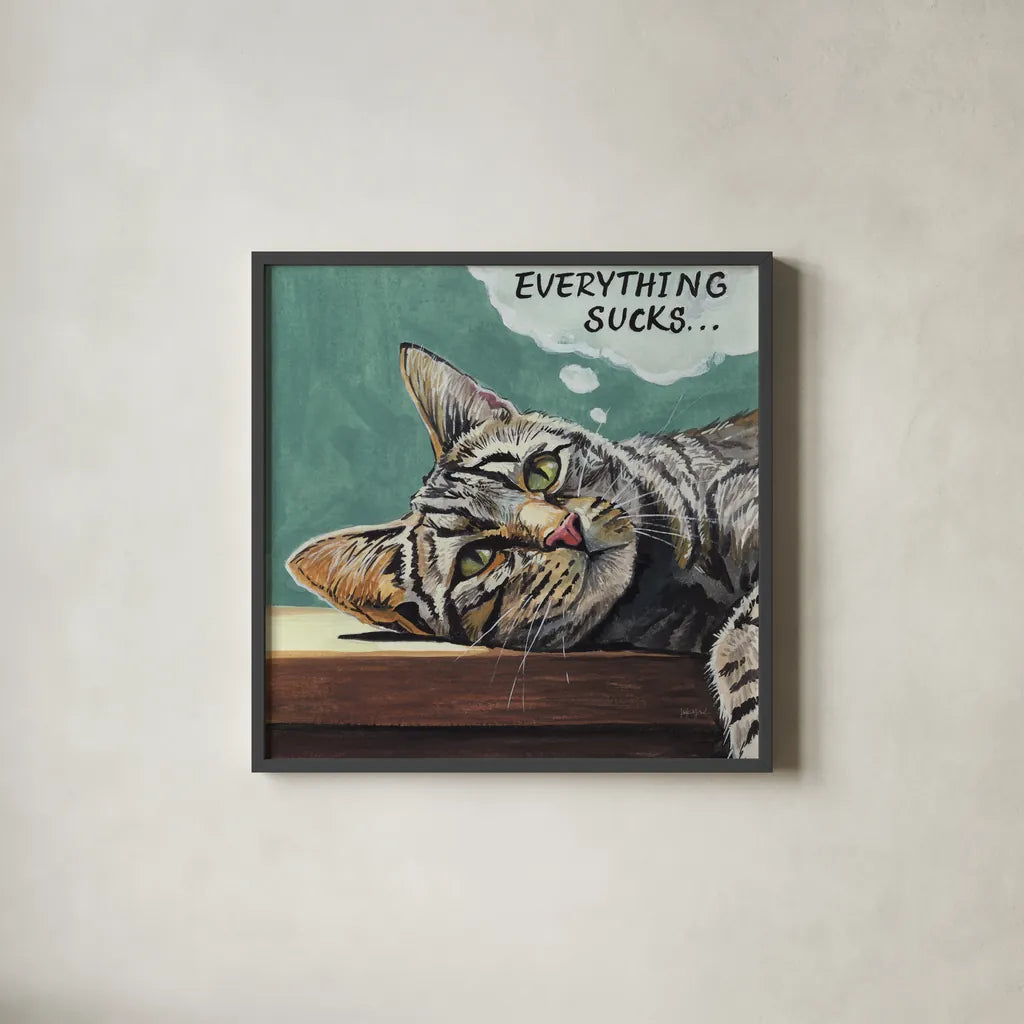 Deep Thoughts by Kate Jarvik Birch. Shown in a sleek black glass frame for a contemporary gallery look. Available as an archival giclee rolled canvas, fine art paper, or poster print. SKU 101974a.