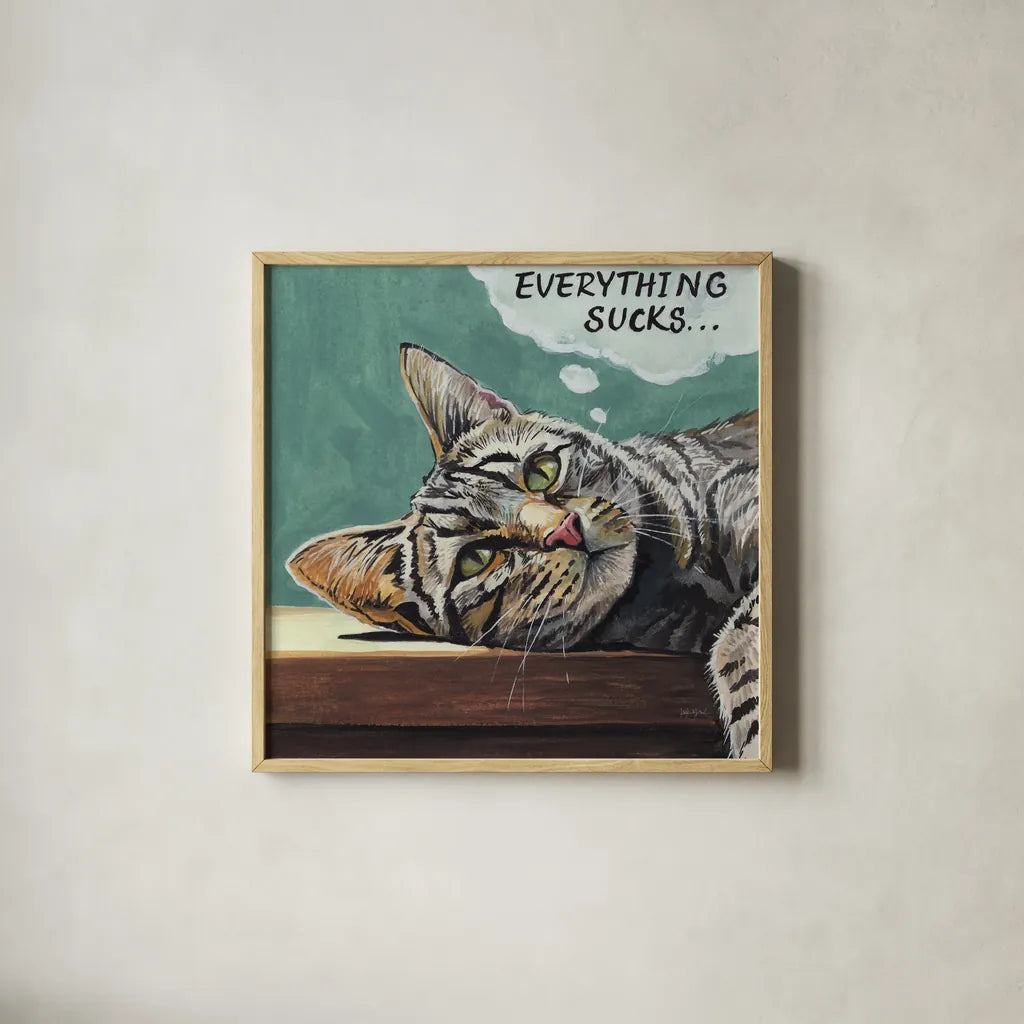 Deep Thoughts by Kate Jarvik Birch. Shown in a natural wood glass frame for a timeless modern aesthetic. Available as an archival giclee rolled canvas, fine art paper, or poster print. SKU 101974a.