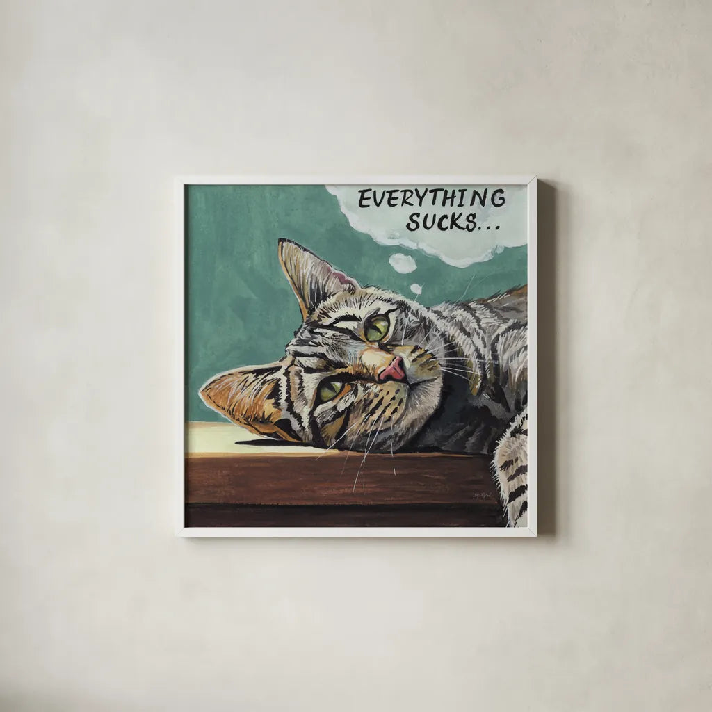 Deep Thoughts by Kate Jarvik Birch. Shown in a crisp white glass frame for a clean and minimalist style. Available as an archival giclee rolled canvas, fine art paper, or poster print. SKU 101974a.