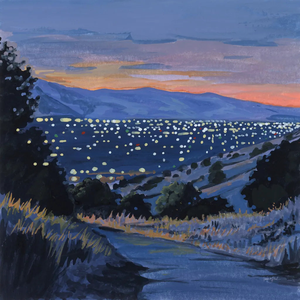 Desert City Lights at Dusk by Kate Jarvik Birch. SKU 98566a. Archival Giclee Fine art print for wall decor.