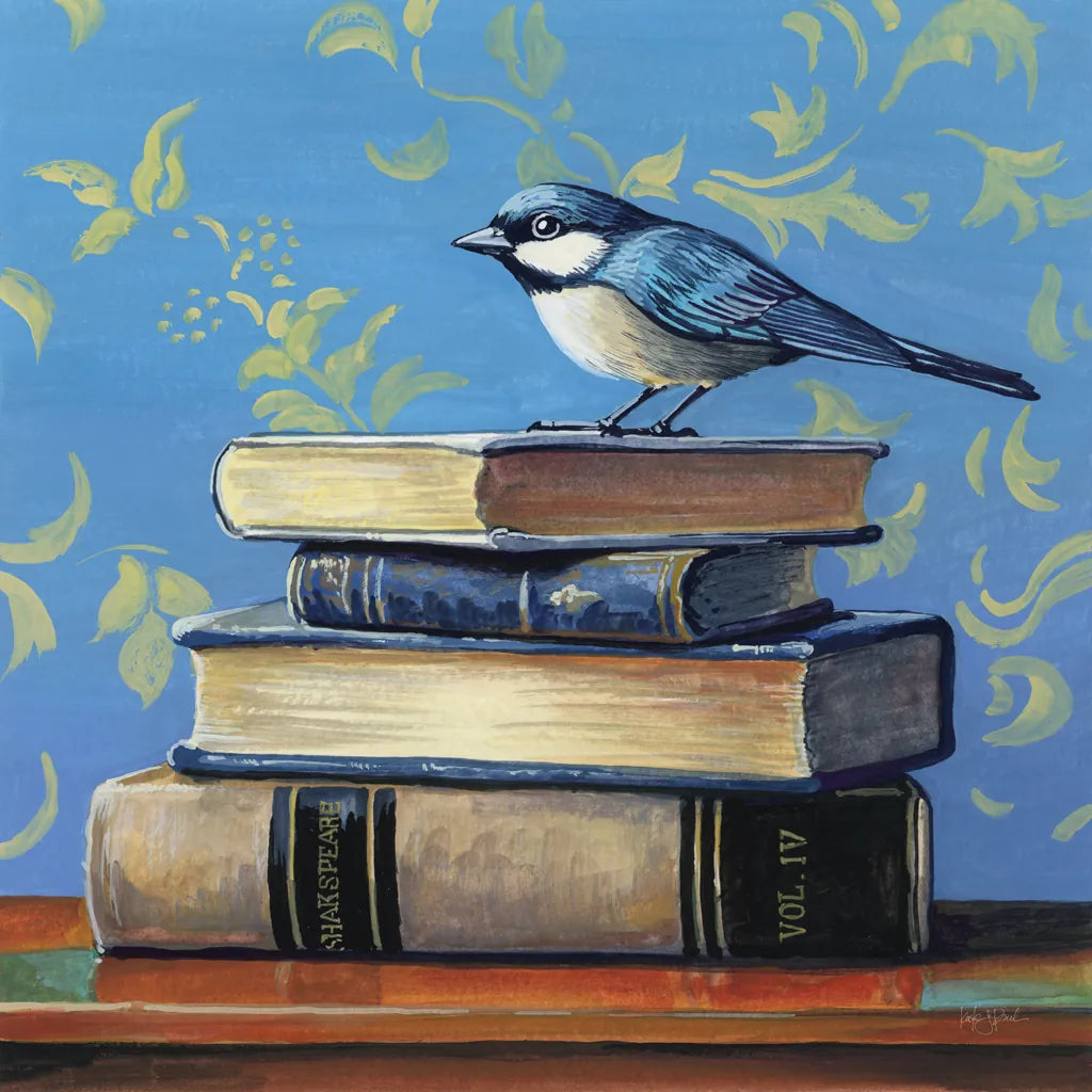 Early Bird Bookworm by Kate Jarvik Birch. SKU 98604a. Archival Giclee Fine art print for wall decor.