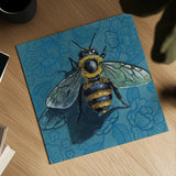 Eavesdropping Bee by Kate Jarvik Birch. Shown as a detailed flat fine art print, highlighting archival giclee quality. Available as an archival giclee rolled canvas, fine art paper, or poster print. SKU 98616a.