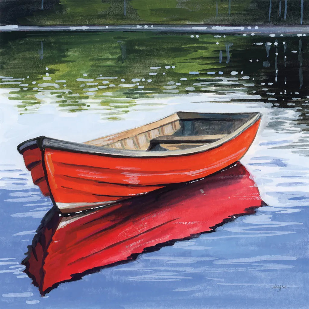 Fishing Boat on Still Water by Kate Jarvik Birch. SKU 98561a. Archival Giclee Fine art print for wall decor.
