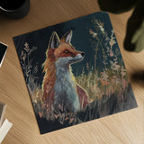 Fox In The Morning Glow by Kate Jarvik Birch. Shown as a detailed flat fine art print, highlighting archival giclee quality. Available as an archival giclee rolled canvas, fine art paper, or poster print. SKU 102908a.