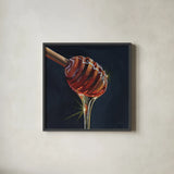 Fresh From The Hive by Kate Jarvik Birch. Shown in a sleek black glass frame for a contemporary gallery look. Available as an archival giclee rolled canvas, fine art paper, or poster print. SKU 102967a.