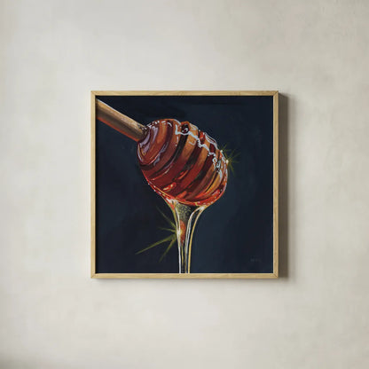 Fresh From The Hive by Kate Jarvik Birch. Shown in a natural wood glass frame for a timeless modern aesthetic. Available as an archival giclee rolled canvas, fine art paper, or poster print. SKU 102967a.