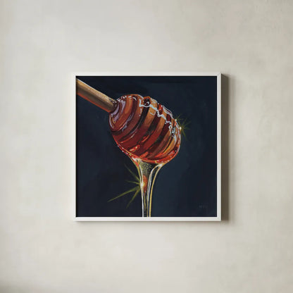 Fresh From The Hive by Kate Jarvik Birch. Shown in a crisp white glass frame for a clean and minimalist style. Available as an archival giclee rolled canvas, fine art paper, or poster print. SKU 102967a.
