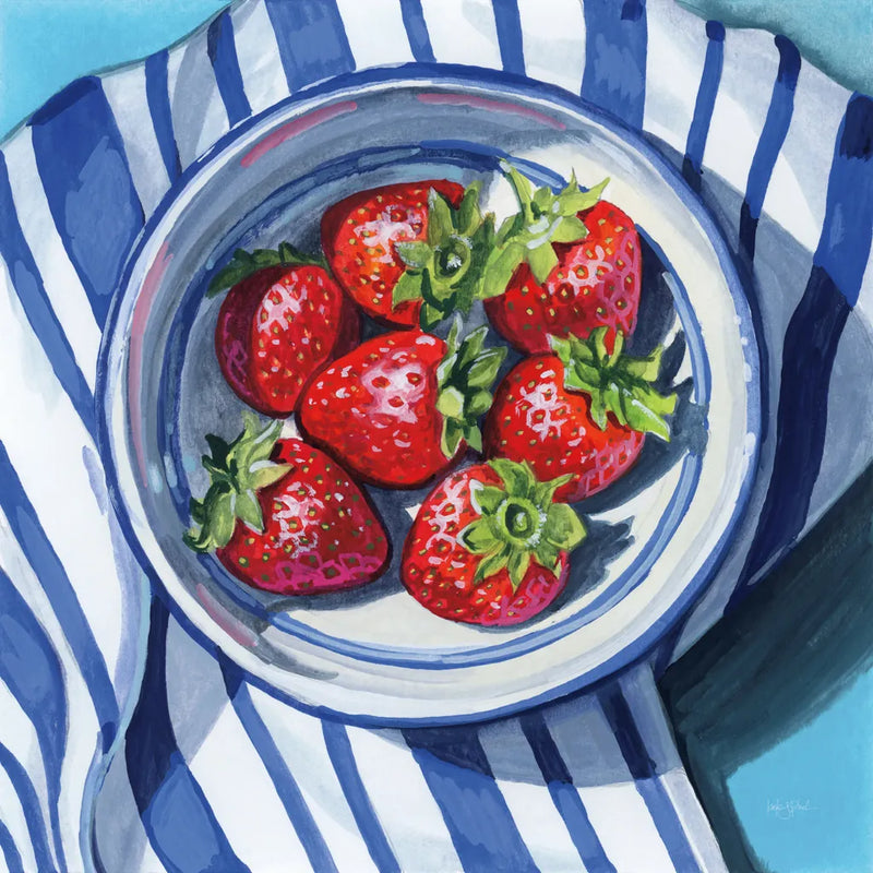 Fresh Picked Kitchen Strawberries by Kate Jarvik Birch. SKU 98592a. Archival Giclee Fine art print for wall decor.
