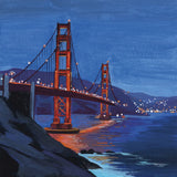 Golden Gate Bridge at Night by Kate Jarvik Birch. SKU 101991a. Archival Giclee Fine art print for wall decor.
