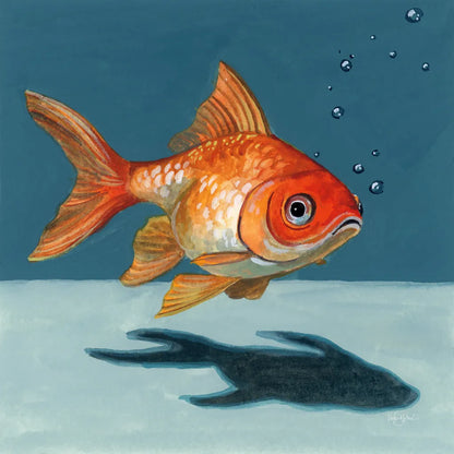 Goldfish Chillin by Kate Jarvik Birch. SKU 98600a. Archival Giclee Fine art print for wall decor.