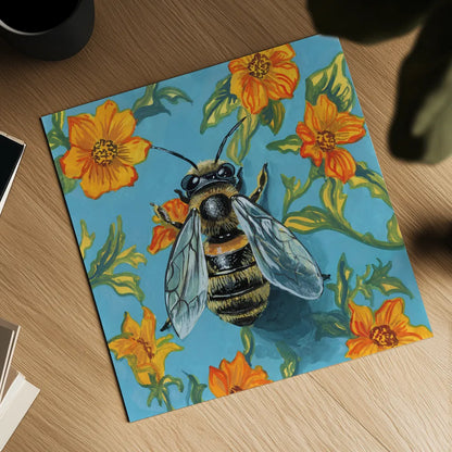 Honeybee on The Wall by Kate Jarvik Birch. Shown as a detailed flat fine art print, highlighting archival giclee quality. Available as an archival giclee rolled canvas, fine art paper, or poster print. SKU 98605a.