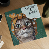Just a Baby Cat by Kate Jarvik Birch. Shown as a detailed flat fine art print, highlighting archival giclee quality. Available as an archival giclee rolled canvas, fine art paper, or poster print. SKU 104152a.