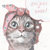 Just a Baby Cat Pink by Kate Jarvik Birch. SKU 104153a. Archival Giclee Fine art print for wall decor.