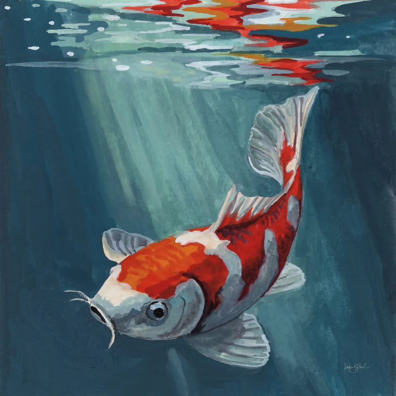 Koi Fish in a Sun Beam by Kate Jarvik Birch. SKU 101989a. Archival Giclee Fine art print for wall decor.