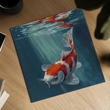 Koi Fish in a Sun Beam by Kate Jarvik Birch. Shown as a detailed flat fine art print, highlighting archival giclee quality. Available as an archival giclee rolled canvas, fine art paper, or poster print. SKU 101989a.