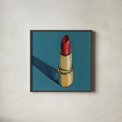 Lipstick Study by Kate Jarvik Birch. Shown in a sleek black glass frame for a contemporary gallery look. Available as an archival giclee rolled canvas, fine art paper, or poster print. SKU 98590a.