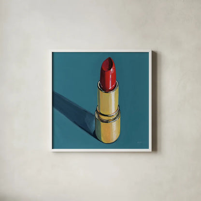 Lipstick Study by Kate Jarvik Birch. Shown in a crisp white glass frame for a clean and minimalist style. Available as an archival giclee rolled canvas, fine art paper, or poster print. SKU 98590a.