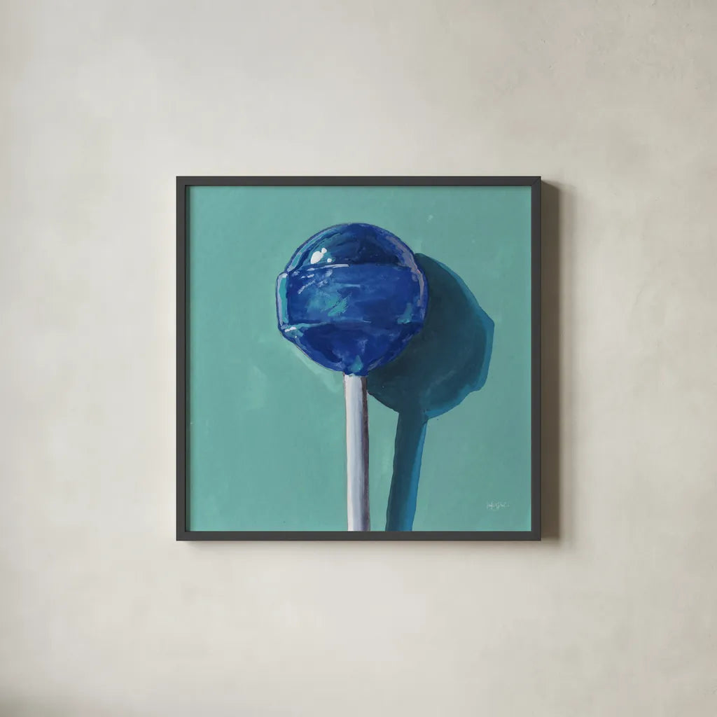 Lollipop Study I by Kate Jarvik Birch. Shown in a sleek black glass frame for a contemporary gallery look. Available as an archival giclee rolled canvas, fine art paper, or poster print. SKU 100961a.