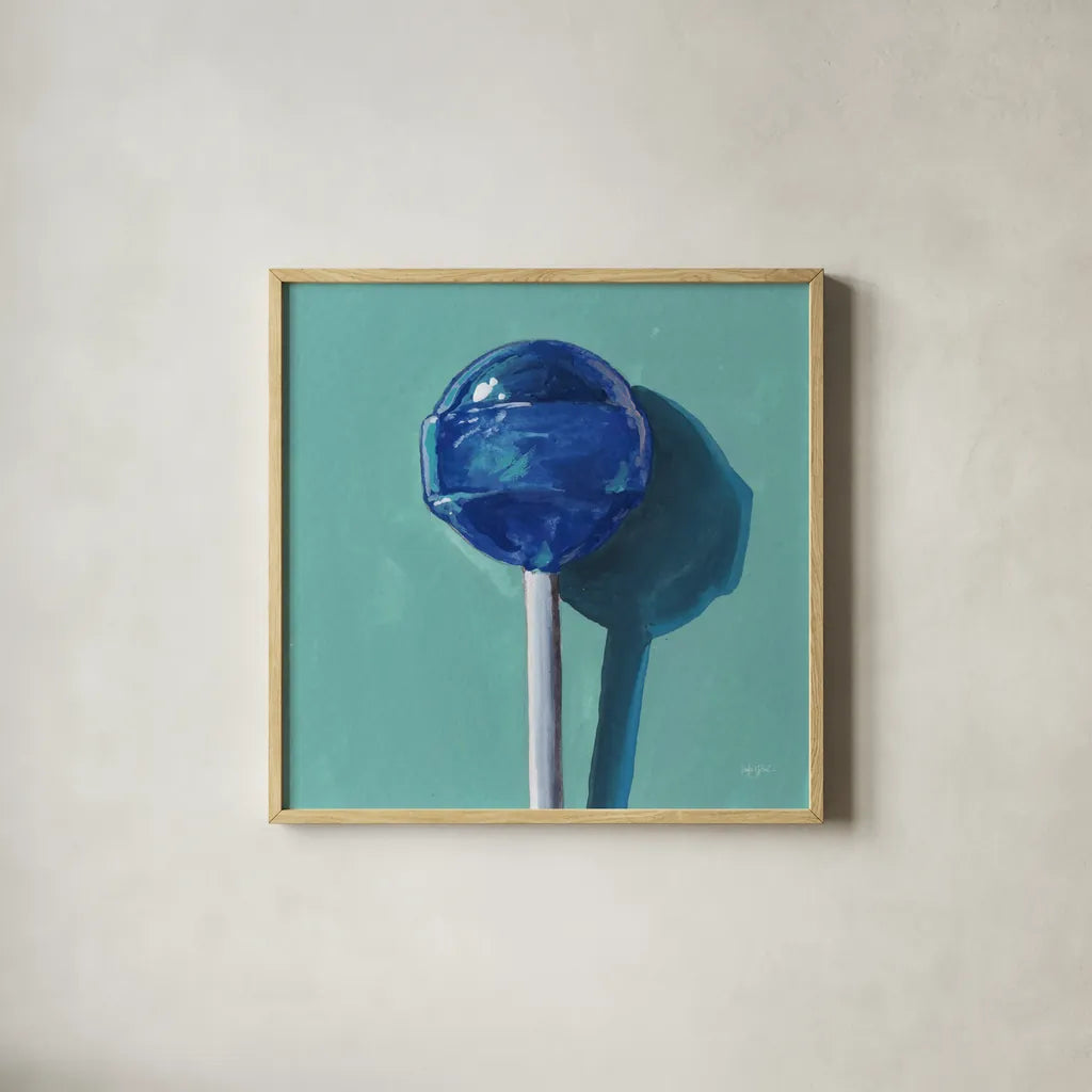 Lollipop Study I by Kate Jarvik Birch. Shown in a natural wood glass frame for a timeless modern aesthetic. Available as an archival giclee rolled canvas, fine art paper, or poster print. SKU 100961a.