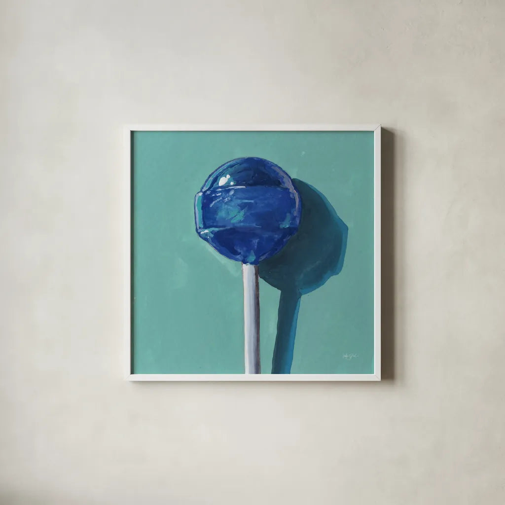 Lollipop Study I by Kate Jarvik Birch. Shown in a crisp white glass frame for a clean and minimalist style. Available as an archival giclee rolled canvas, fine art paper, or poster print. SKU 100961a.