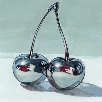 Metallic Cherries by Kate Jarvik Birch. SKU 99770a. Archival Giclee Fine art print for wall decor.