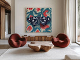 Moth on Beautiful Wall by Kate Jarvik Birch. Shown as extra-large giant wall art in a modern living room. Available as an archival giclee rolled canvas, fine art paper, or poster print. SKU 98586a.
