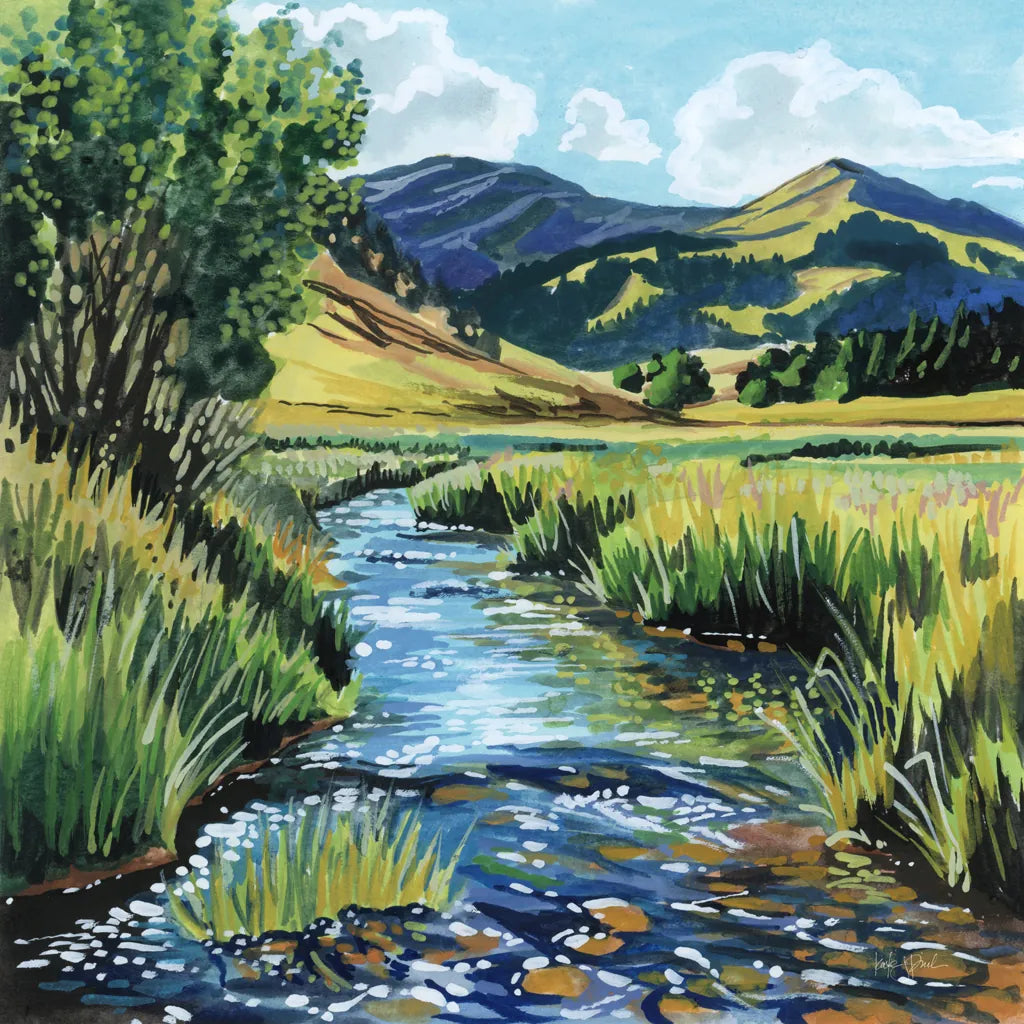 Open Mountain Stream by Kate Jarvik Birch. SKU 99692a. Archival Giclee Fine art print for wall decor.