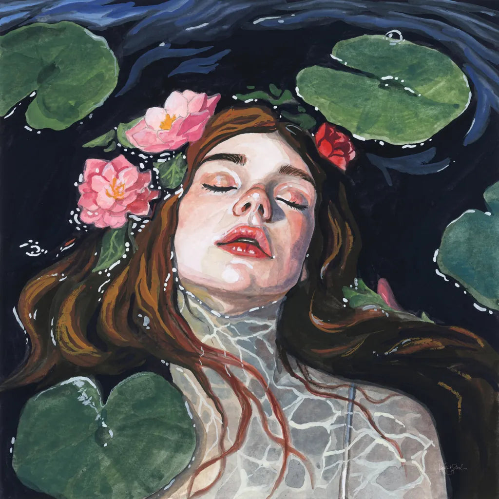Ophelia With Lilies in Her Hair by Kate Jarvik Birch. SKU 99688a. Archival Giclee Fine art print for wall decor.