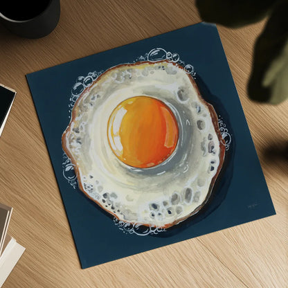 Perfect Fried Egg by Kate Jarvik Birch. Shown as a detailed flat fine art print, highlighting archival giclee quality. Available as an archival giclee rolled canvas, fine art paper, or poster print. SKU 98602a.