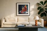 Perfect Old Fashioned by Kate Jarvik Birch. Displayed in a glass frame with matte in a clean modern living room. Available as an archival giclee rolled canvas, fine art paper, or poster print. SKU 104254a.