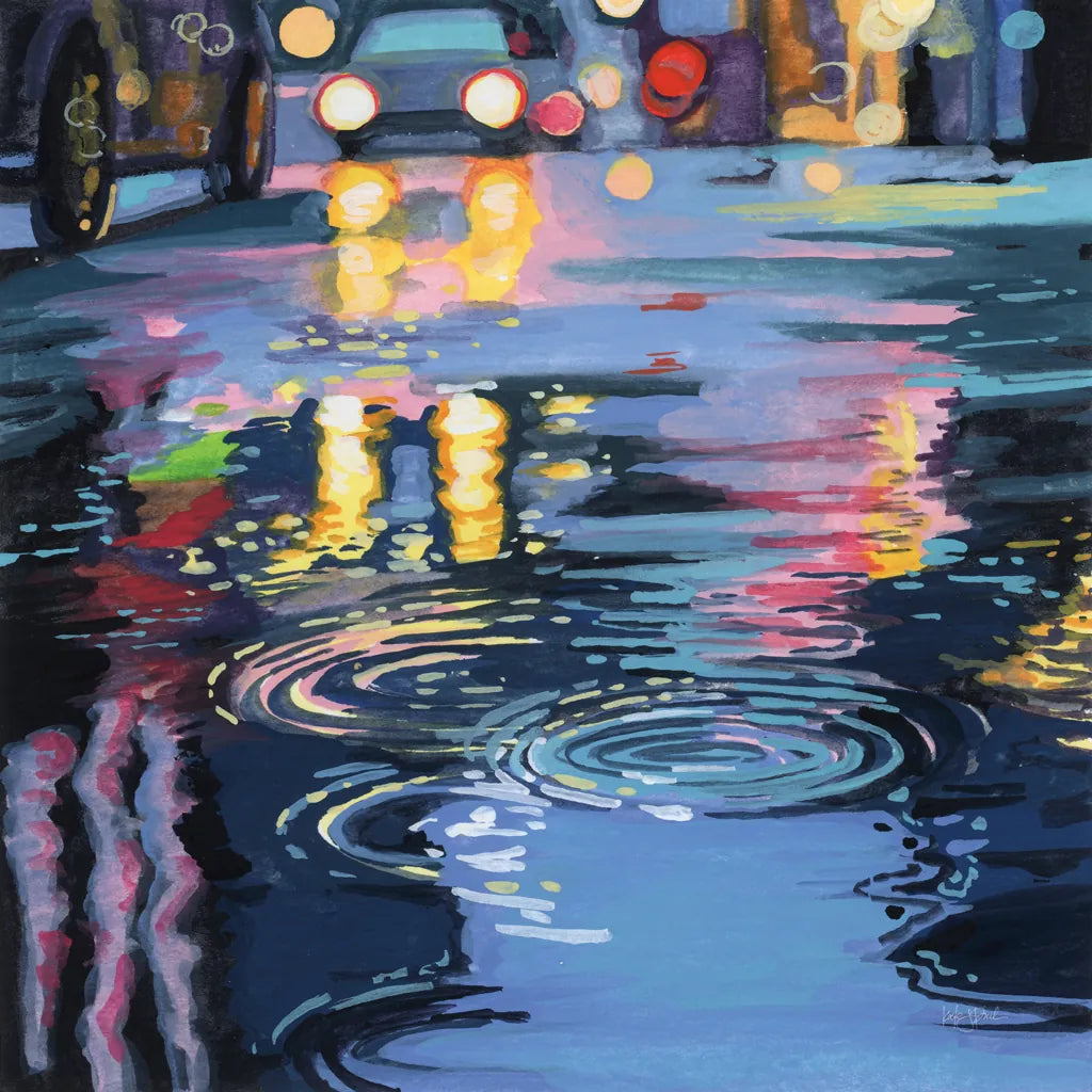 Rain Drops On City Road by Kate Jarvik Birch. SKU 98557a. Archival Giclee Fine art print for wall decor.