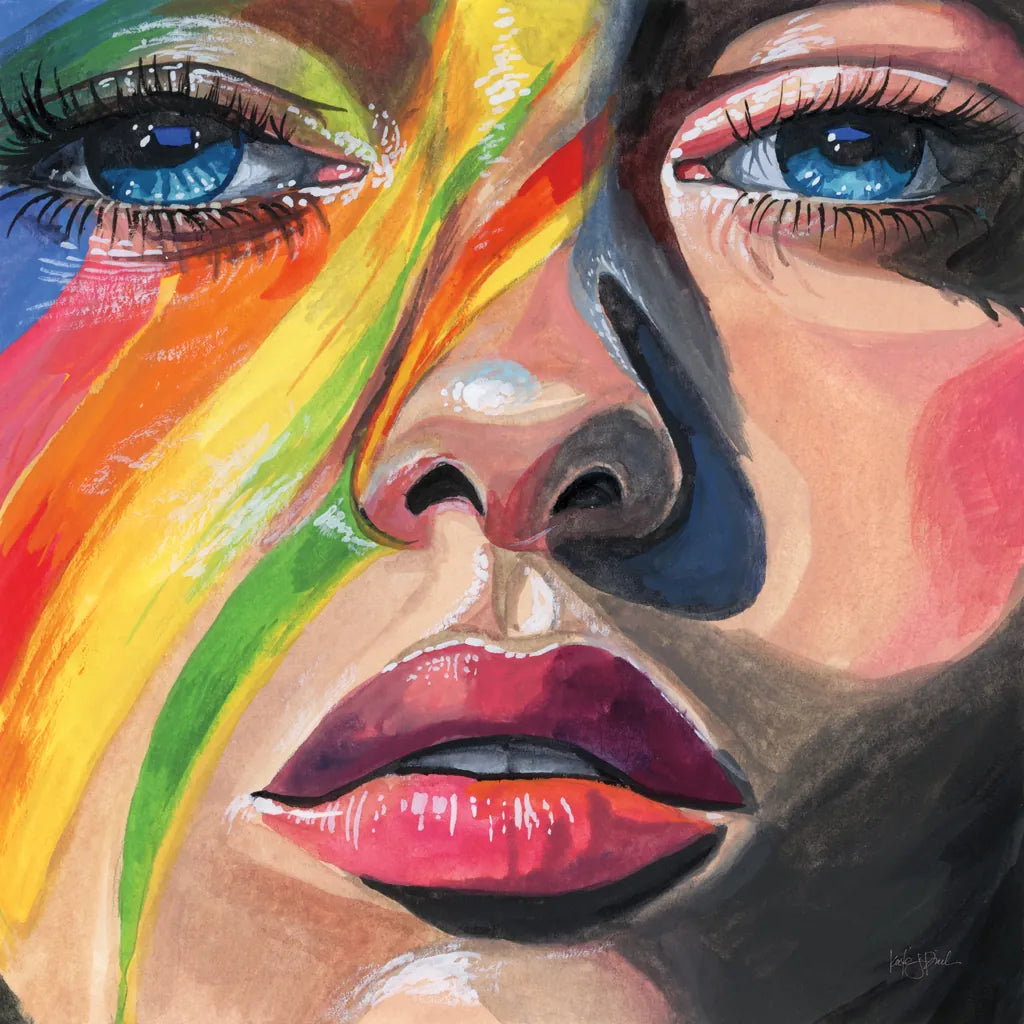 Rainbow Face Paint by Kate Jarvik Birch. SKU 99742a. Archival Giclee Fine art print for wall decor.