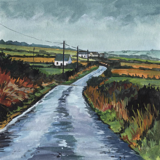 Rainy Back Road by Kate Jarvik Birch. SKU 100956a. Archival Giclee Fine art print for wall decor.