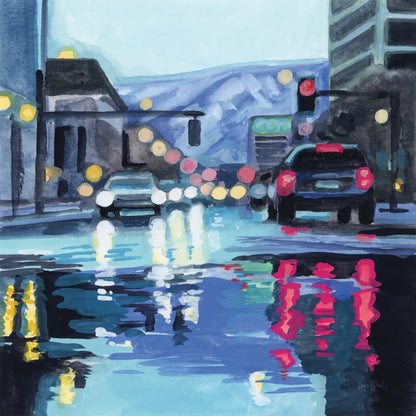 Rainy Road Late Afternoon by Kate Jarvik Birch. SKU 98615a. Archival Giclee Fine art print for wall decor.