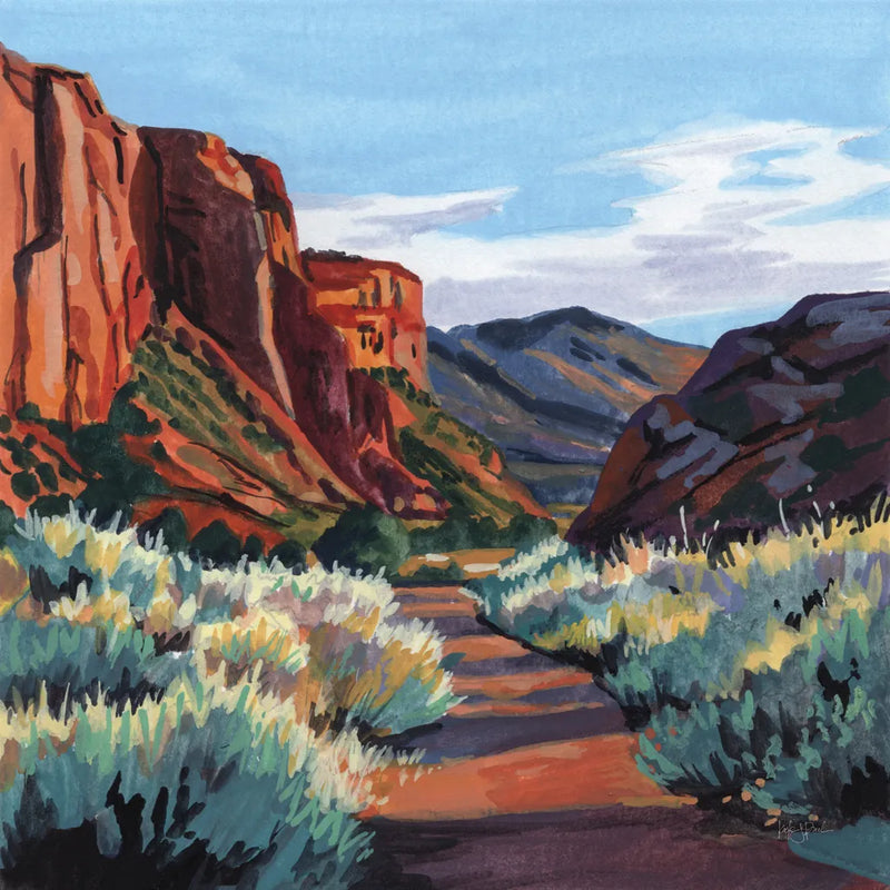 Red Earth Scenery Late Afternoon by Kate Jarvik Birch. SKU 101979a. Archival Giclee Fine art print for wall decor.
