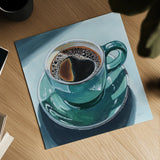 Reflections of a Morning Coffee by Kate Jarvik Birch. Shown as a detailed flat fine art print, highlighting archival giclee quality. Available as an archival giclee rolled canvas, fine art paper, or poster print. SKU 99694a.