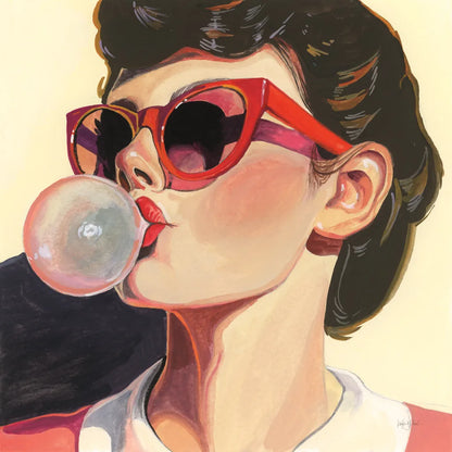 Retro Bubblegum Girl by Kate Jarvik Birch. SKU 100008a. Archival Giclee Fine art print for wall decor.