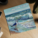 Seagull Contemplation by Kate Jarvik Birch. Shown as a detailed flat fine art print, highlighting archival giclee quality. Available as an archival giclee rolled canvas, fine art paper, or poster print. SKU 102610a.